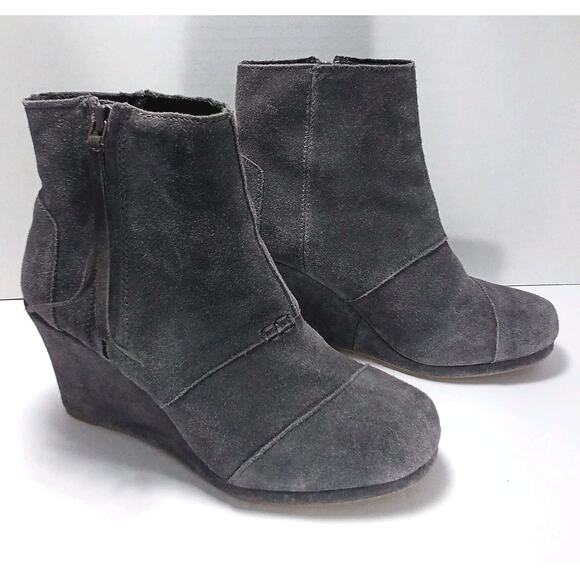 Toms Desert Wedge Women’s Size 6.5 Dark Gray Suede Women’s Boho Boots-EXCELLENT! - Picture 1 of 6